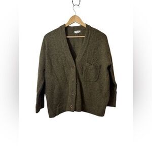 LANDS’ END sweater cardigan medium lambs wool blend